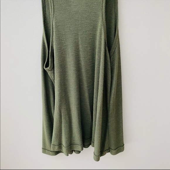 Free People Long Beach Ribbed Knit Slub Tank Green - Picture 3 of 9